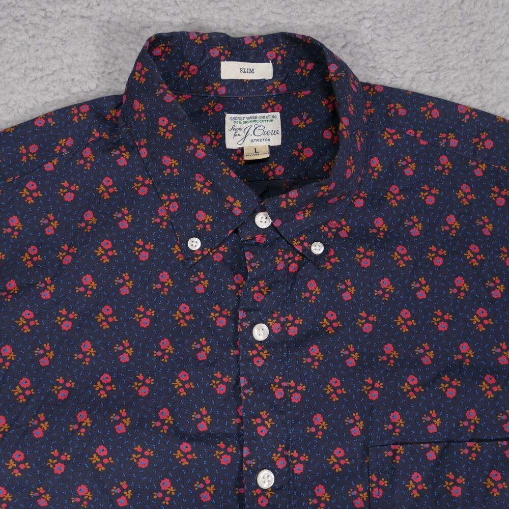 J.Crew Slim Fit Secret Wash Blue Floral Shirt Mens Large Slim Long Sleeves
